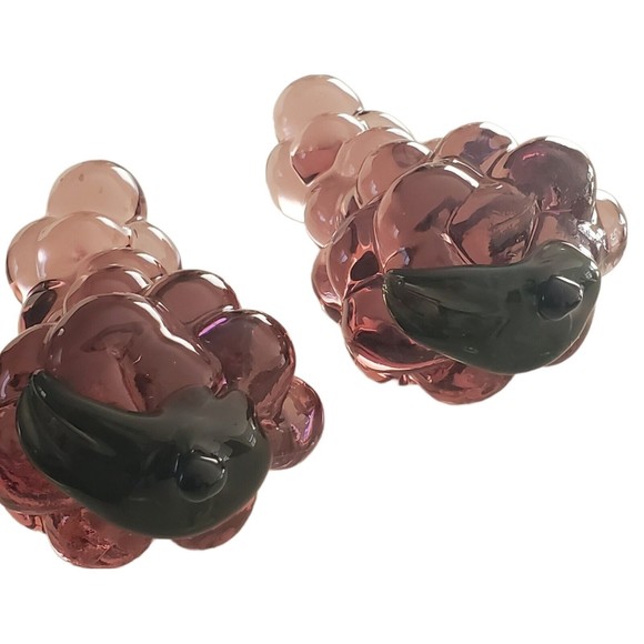Vintage Blown Glass Grape Bunch Cluster 4.5" lot of 2 - Picture 3 of 8